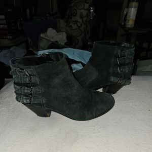 SAM EDELMAN multi buckels side zip ankle  suede sz 9.5